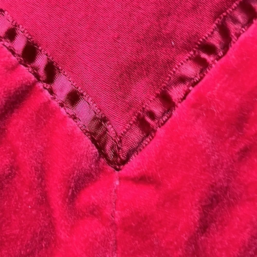 Hobby Lobby tablecloth red faux velvet soft 8 ft x 4.5 ft embroidered